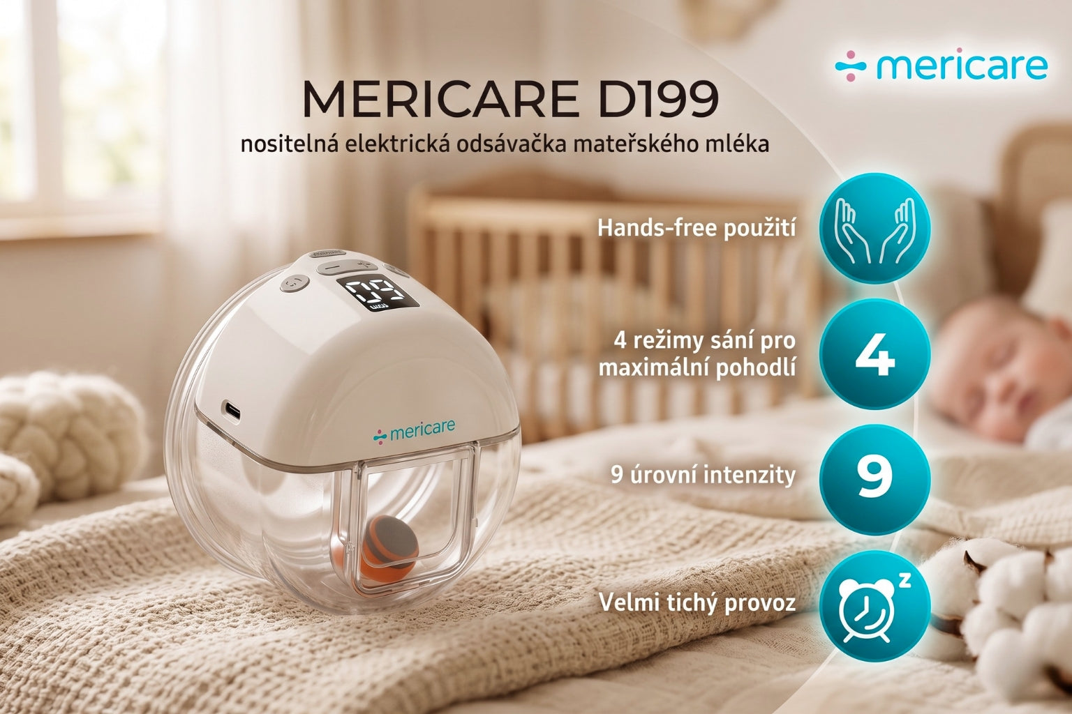 MERICARE D199 nositelná elektrická odsávačka mateřského mléka
