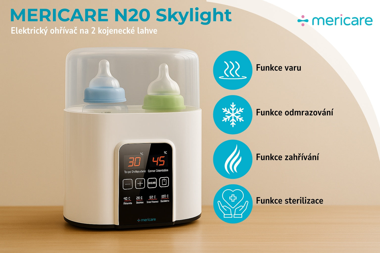 MERICARE N20 Skylight Double elektrický ohřívač na 2 kojenecké lahve