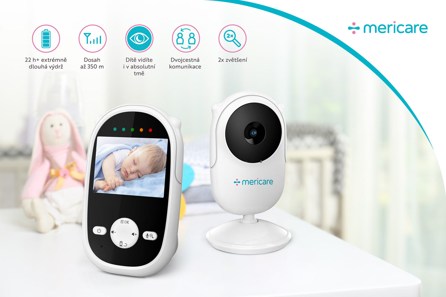 MERICARE SM25 dětská video chůvička 2,4&quot;