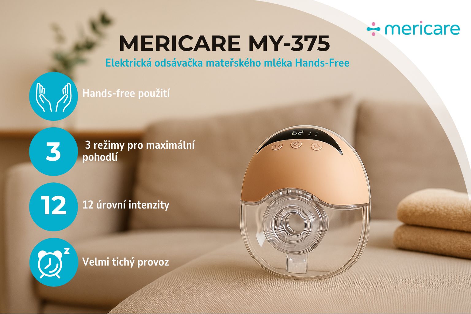 MERICARE MY-375 elektrická odsávačka mateřského mléka Hands-Free